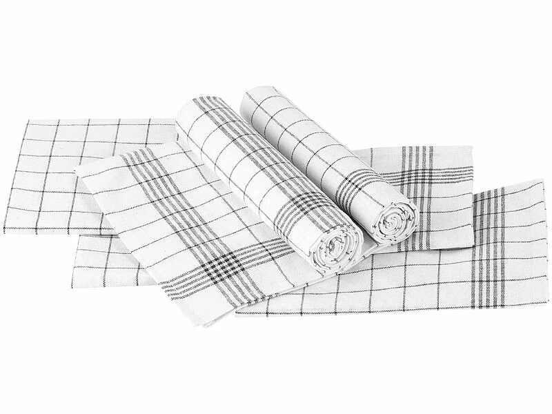 24 Torchons à Carreaux En Coton - 50 X 70 Cm - Gris – Image 3