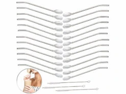 18 cuillères-pailles 2 en 1 en Acier Inoxydable Avec Goupillon