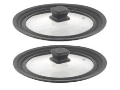 2 Couvercles Universels En Verre Et Silicone 20 à 24 Cm