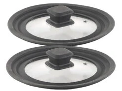 2 Couvercles Universels En Verre Et Silicone V2 - Ø 16 à 20 Cm