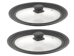 2 Couvercles Universels En Verre Et Silicone V2 - Ø 24 à 28 Cm