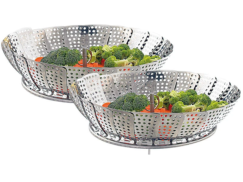 2 Paniers Ajustables Pour Cuisson Vapeur