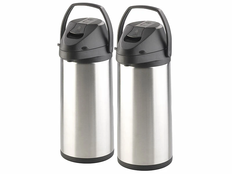 2 Pichets Isothermes à Double Paroi En Acier Inoxydable - 5 L