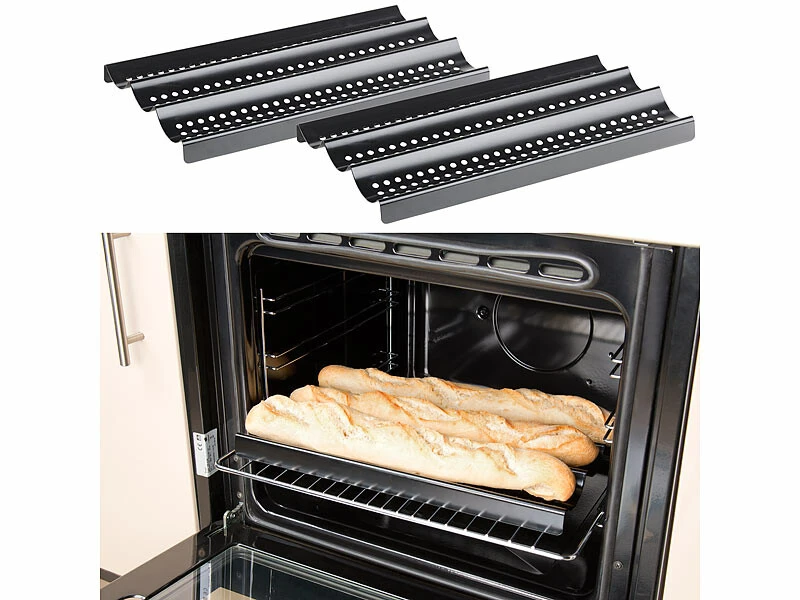 2 Plaques à Baguettes Perforée Pour Four Traditionnel