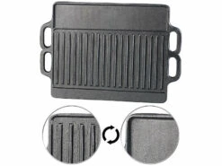 2 Plaques-grils De Cuisson Réversibles En Fonte - 46 X 23 Cm