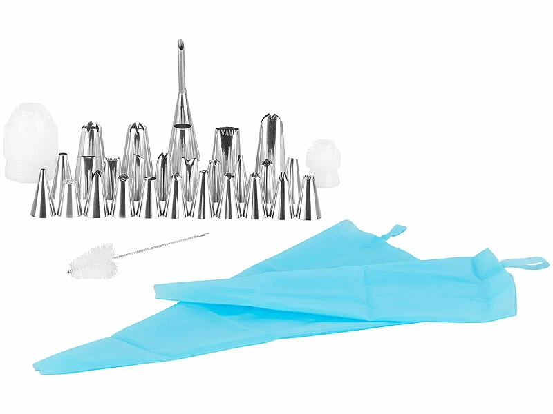 2 Poches à Douilles En Deux Tailles Et 27 Embouts En Acier Inoxydable – Image 2