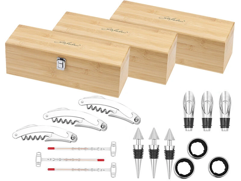 3 Coffrets Ă Bouteille En Bambou