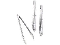 3 Pinces à Barbecue En Acier Chromé 30 Cm Avec Extrémités Crantées