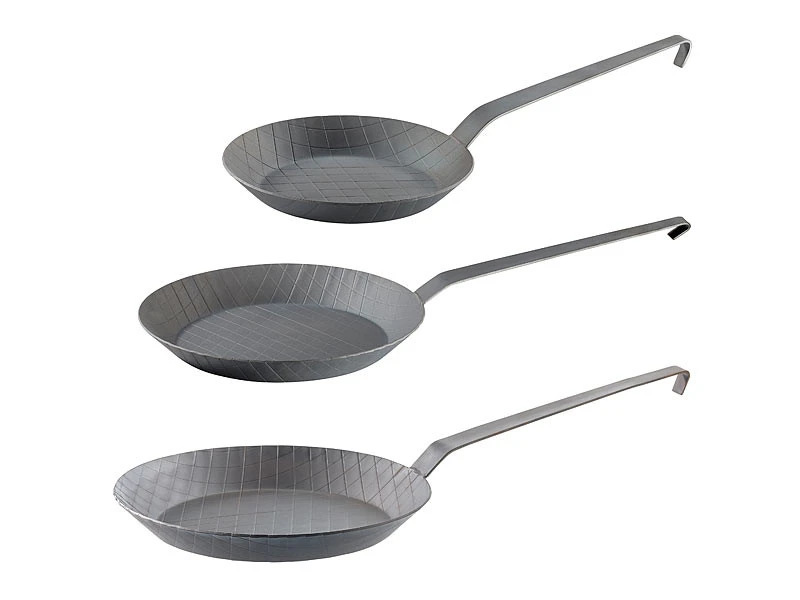 3 Poêles Basses En Acier Carbone