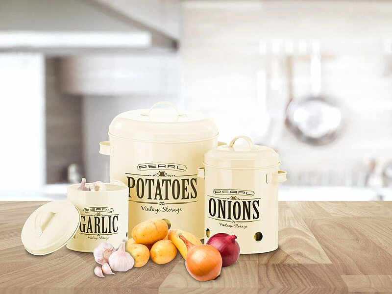 3 pots De Rangement Rétro Avec Couvercles Et Poignées – Image 3