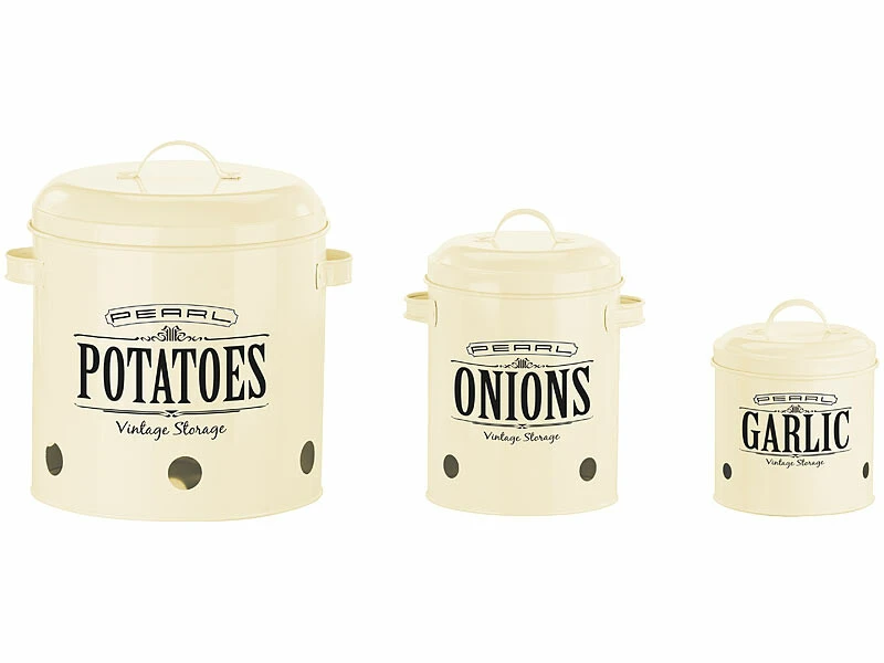 3 pots De Rangement Rétro Avec Couvercles Et Poignées – Image 2