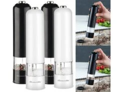 4 Moulins à Poivre Et Sel électriques Avec Broyeur En Céramique - Noir Et Blanc