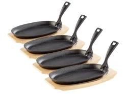 4 Plats En Fonte Avec Poignée Amovible - 28 Cm