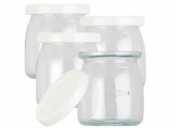 4 pots En Verre Avec Couvercles Pour Yaourtière JM-300