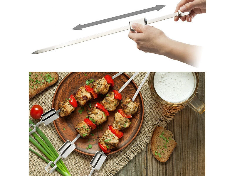 24 Brochettes Ă Barbecue XXL Avec Poussoir Coulissant â Image 4