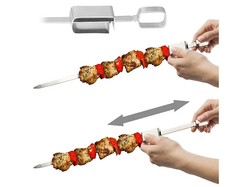 6 Brochettes à Barbecue XXL Avec Poussoir Coulissant – Image 4
