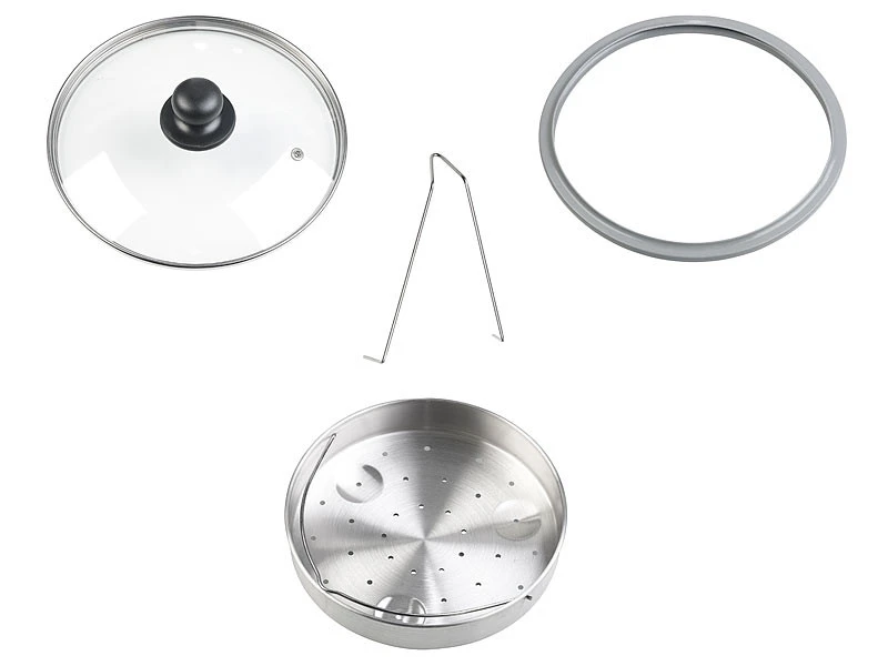 Accessoires De Cuisson Vapeur Avec Couvercle En Verre, Panier à étuver Et Support – Image 2