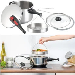 Autocuiseur En Acier Inoxydable 6 L - Avec Accessoires Vapeur