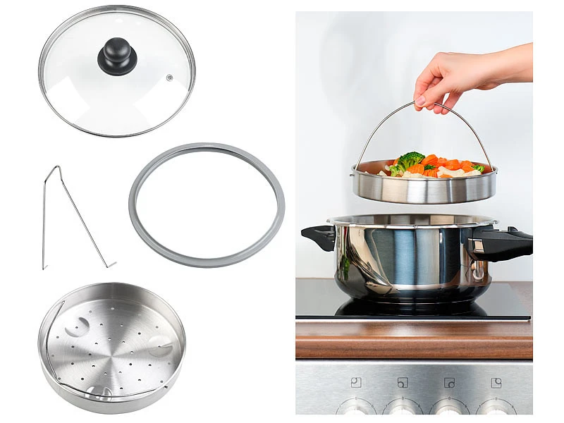 Accessoires De Cuisson Vapeur Avec Couvercle En Verre, Panier à étuver Et Support