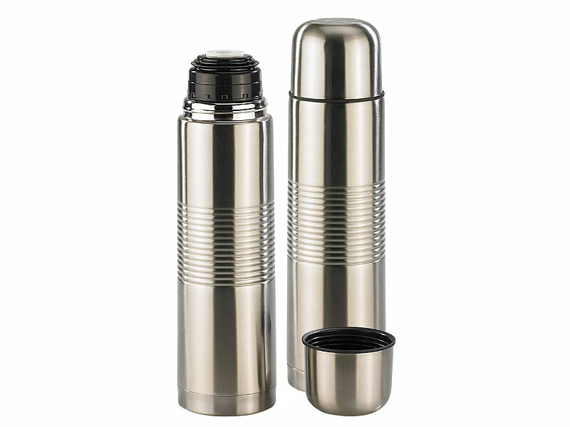 2 Bouteilles Isothermes En Inox + Gobelet - Grandes 1 L