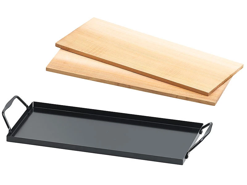 Ensemble De 2 Planches à Fumer En Bois De Cèdre Avec Plaque En Métal