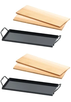 Ensemble De 4 Planches à Fumer En Bois De Cèdre Avec 2 Plaques En Métal