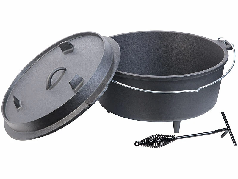 Four Hollandais En Fonte 12 L Avec Pieds De Support Et Couvercle/poĂȘle 2 En 1 â Image 3