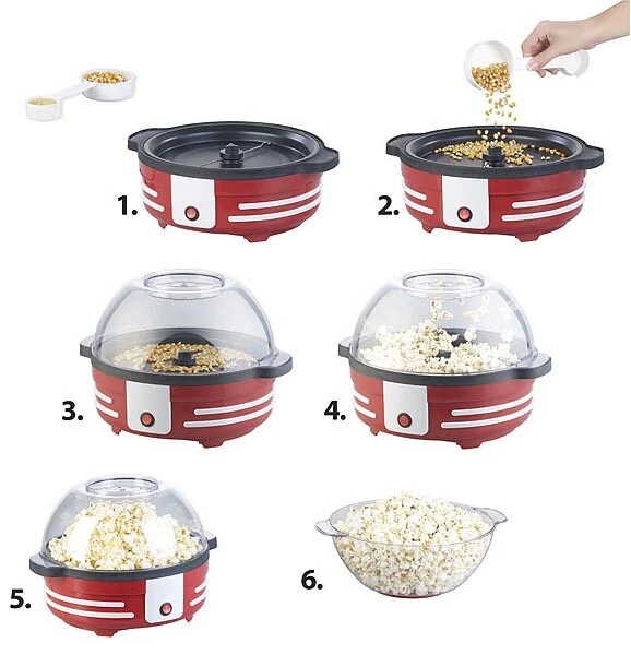 Machine à Pop-corn Rétro 850 W Avec Mélangeur Et Revêtement Antiadhésif – Image 4