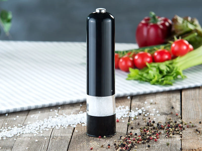 2 Moulins à Poivre Et Sel électriques Avec Broyeur En Céramique - Noir Et Blanc – Image 3