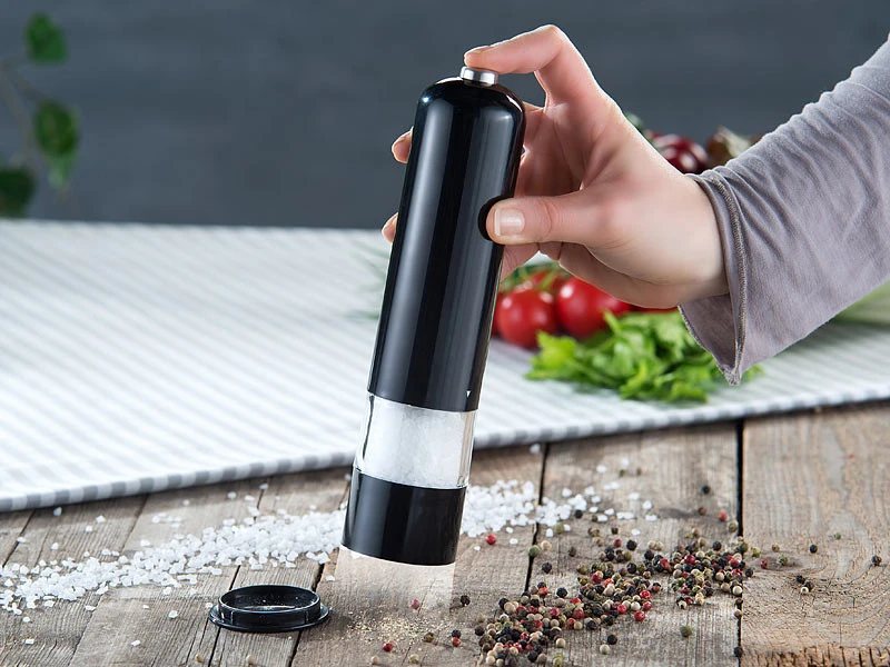 2 Moulins à Poivre Et Sel électriques Avec Broyeur En Céramique - Noir Et Blanc – Image 4