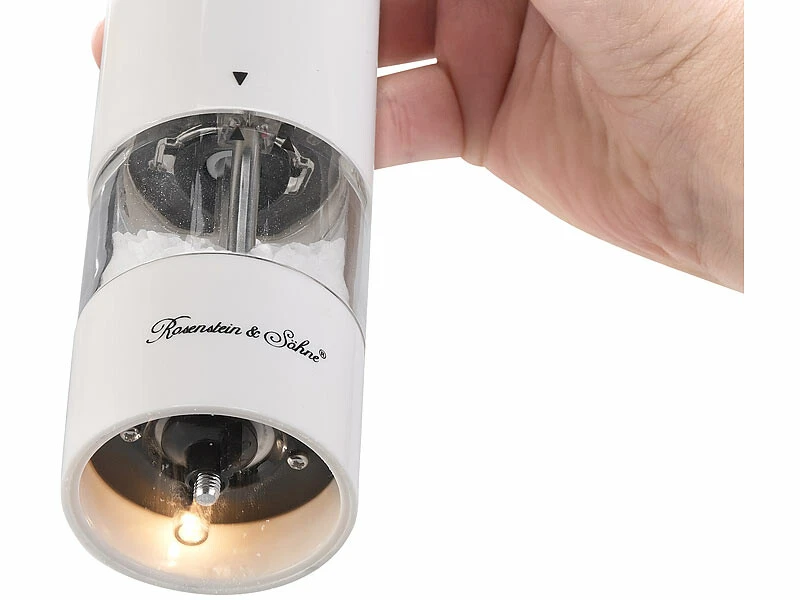 2 Moulins à Poivre Et Sel électriques Avec Broyeur En Céramique - Noir Et Blanc – Image 2