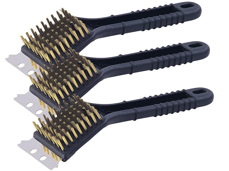 Pearl 3 Brosses Métalliques Pour Barbecue Avec Grattoir En Acier