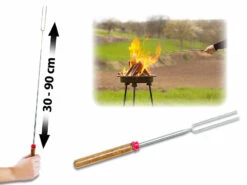 Pic à Grillades Télescopique Avec Manche En Bois